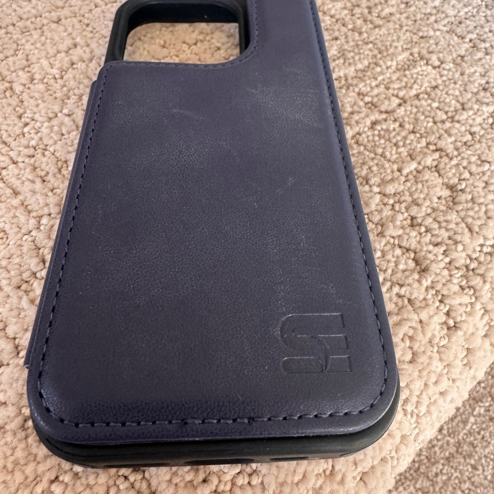 NWOT iPhone Pr0 15 Blue Leather Phone Wallet Case